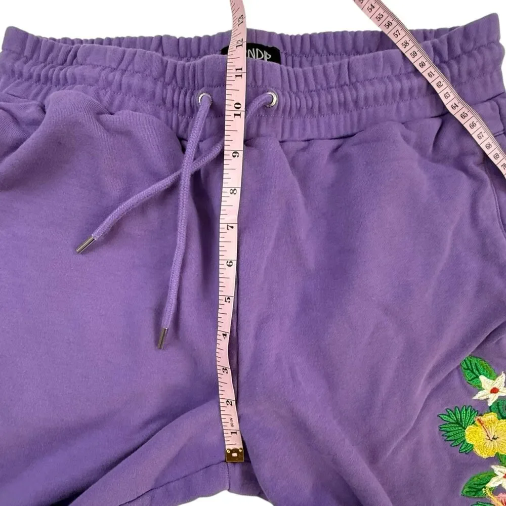 Rip N Dip Aloha Nerm Shorts Sweatshorts Men Medium Lavender Embroidered Hawaiian